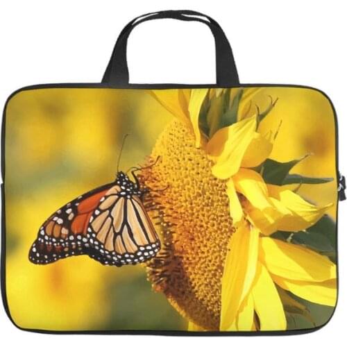 Sunlight Sunflower Butterfly Laptop Sleeve Fashion Prints Laptop Sleeves Dust Proof Polyester Notebook Case for Teen white