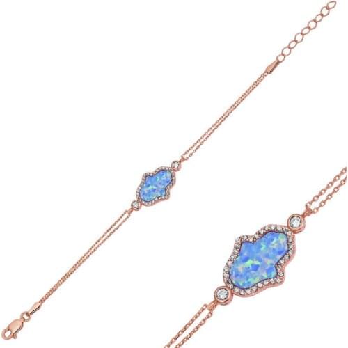 Tevuli 925 Sterling Silver Blue Opal Fatma Master Hand Womens Bracelet