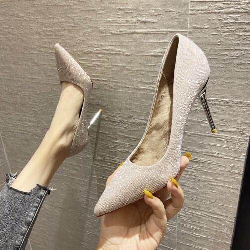 Nightclub sexy super high heels pointed toe stiletto wedding shoes luxury banquet shallow mouth single shoes womens shoes