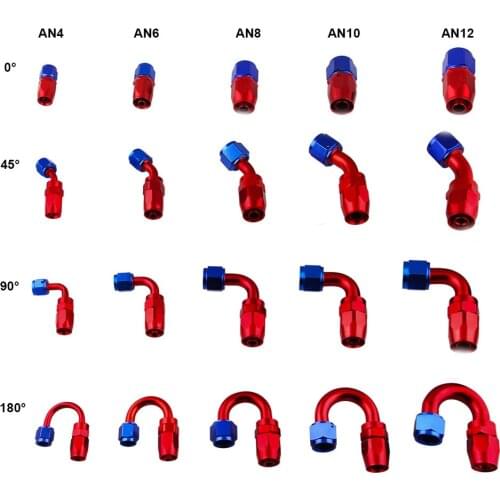 Universal AN 4 6 8 10 12 Oil/Fuel/Swivel Hose Aluminium AN Fittings Adapter Oil Fuel Reusable Fitting Hose End 4 Degree