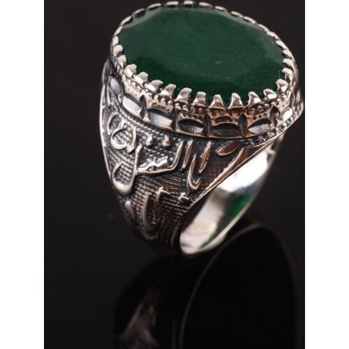 UM US JEWELRY Emerald Cubic Zirconia 925 Sterling Silver Men Ring