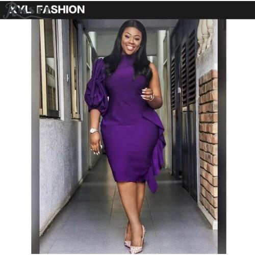 RMSFE 2021 Spring European And American Large Womens Single Sleeve Round Neck Fashion Commuting Solid Color Stitching Dress