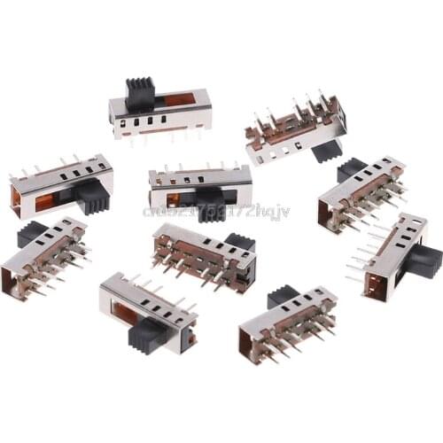 10Pcs SS24E01-G5 Slide Switches Vertical 0.5A 10 Pin 4 Position Toggle Switch D22 dropship