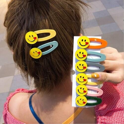120pcs/lot DIY Simple Multi Alloy Happy Face Hair BB Clip Bang Loving Hearts Hairpins Hair Styling Tool Accessories HA1069