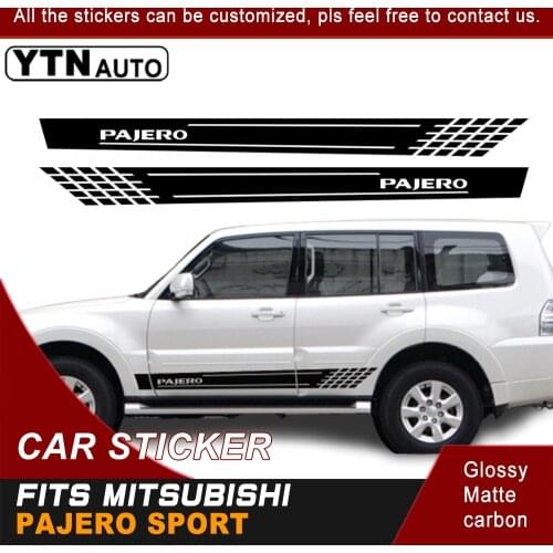 2 Pcs Car Decals For Mitsubishi Pajero Suv 2003-2020 Racing Sport Styling Door Body Side Stripe Graphic Vinyl Wrap Car Stickers