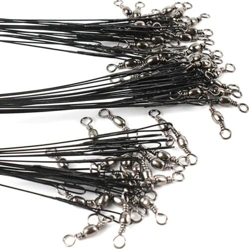 20Pcs/lot Steel Wire Leader With Swivel Fishing Accessory 3 Colors Olta Leadcore Leash 15CM 20CM 30CM Fishing Line PJ57