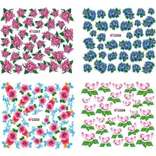 4 PACKS / LOT Nail Art Water Transfers Stickers Nail Decals Stickers Water Decal Flowers Fish Butterfly Fruit C031-C055