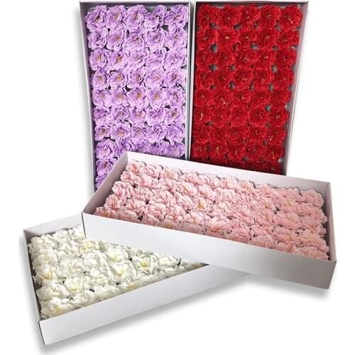 50Pcs Artificial New Style Flowers Peony Soap Flowers Head Eternal Flowers Wedding Valentine Mothers Day DIY Bouquet Material