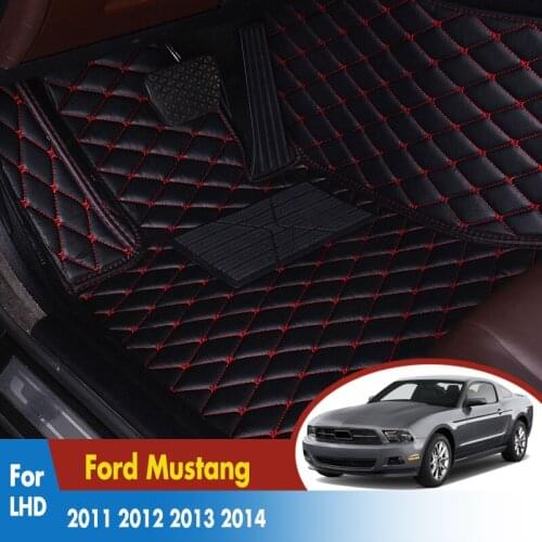 Car Floor Mats For Ford Mustang 2011 2012 2013 2014 Auto Interior Leather Foot Mat Boot Liner Auto Accessories Car-styling