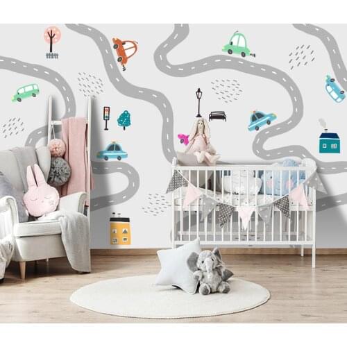 Beibehang Custom mural wallpaper nordic hand-painted cartoon car childrens room mural background wall wall papers home decor
