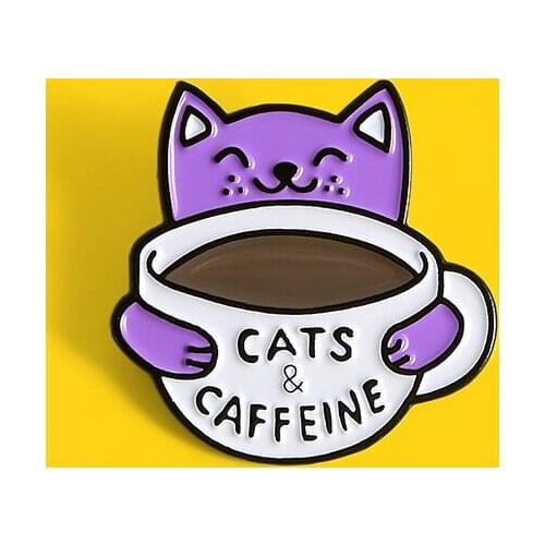 CATS&CAFFEINE purple pin brooch badge personality lapel cartoon pin accessories clothes bag hat jewelry gift for children
