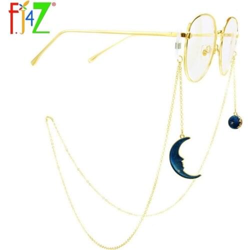 F.J4Z New Design Glasses Tie Straps Planet Moon Pendant Drop Sun glasses Chain Women Fashion Glasses Lanyard Holder Accessories