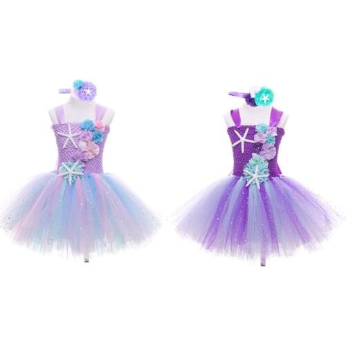 Baby Girls Mermaid Tutu Dress Rainbow Princess Summer Dresses Toddler Kids Birthday Party Cosplay Costume Cute Children Clothing