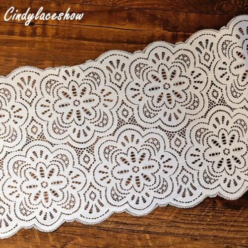 2Yards 23cm Wide Stretch ElasticLace Trim Lace Ribbon For Women Dress Accessories Dress Sewing Bra Applique Costume Lace Fabric