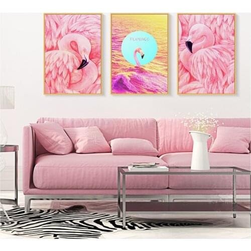 Elegant Watercolor Flamingo Crown Canvas Poster and Print Wall Art Painting Nordic Kids Decoration Pictures Baby Bedroom Decor