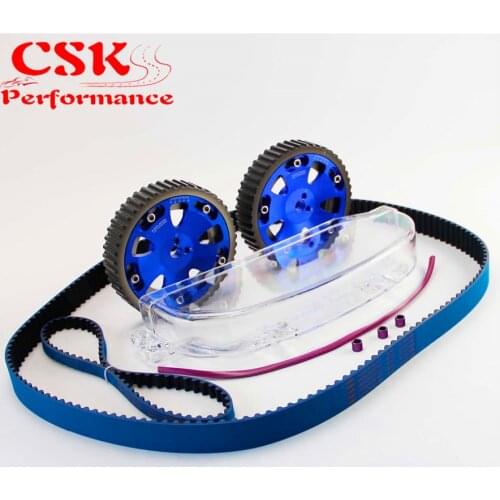 Racing Timing Belt w/Balance+ Cam Gear+Cam Cover Fits For EVO 1-3 Eclipse DSM 4G63 Blue/Red/Gray