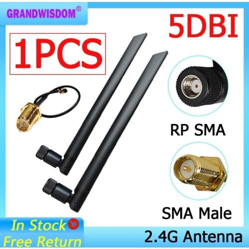 2.4GHz WiFi antenna 5dBi Aerial RP-SMA Male 2.4g antena wi fi antenne wi-fi Router +21cm PCI U.FL IPX to SMA Male Pigtail Cable