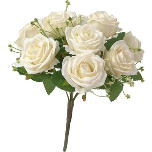 Fake Rose Flowers Flowers and Plants 31cm Rose Bouquet for Wedding Brides