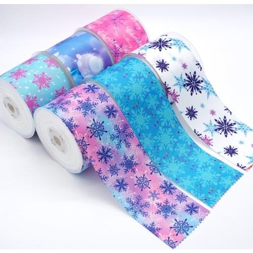 Snowflake Cartoon Printed Grosgrain Ribbon 44249