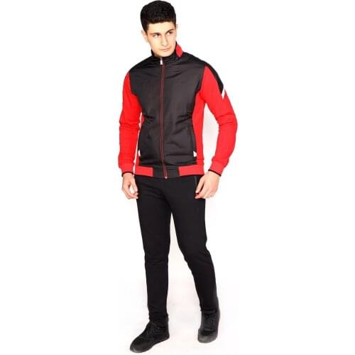 Red Tracksuit Set Parachute Fabric Detailed