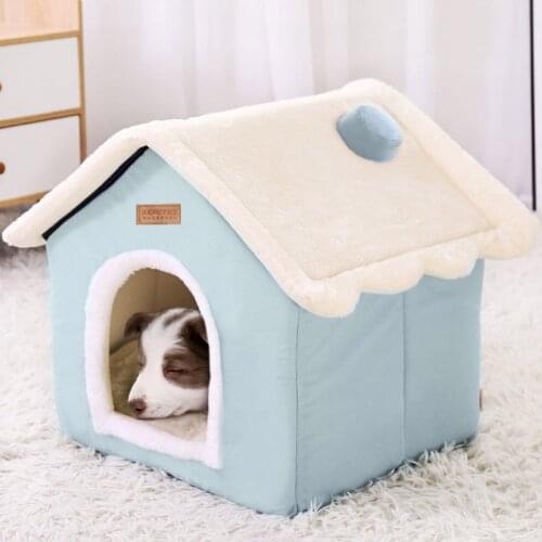 Pet bed Cats house Indoor Warm Home supplies Accessories pets tent Folding Sleeping bed for small dog plush Removable cat cave
