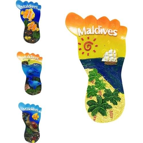 Lychee Maldives Fridge Magnet Foot Shaped Sea Scenic Refrigerator Magnet Travel Souvenir Home Decoration