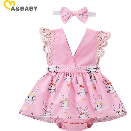 Ma&Baby 0-24M Easter Newborn Infant Baby Girl Clothes Lace Bunny V neck Romper Jumpsuit Cute Toddler Girl Clothing Costumes