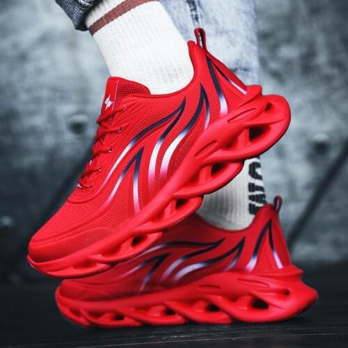 Plus Size Holey Soles Air Cushion Running Shoes Man Sport Shoes Men Lightweight Red Sneakers for Men Sports Shoes for Men D-433