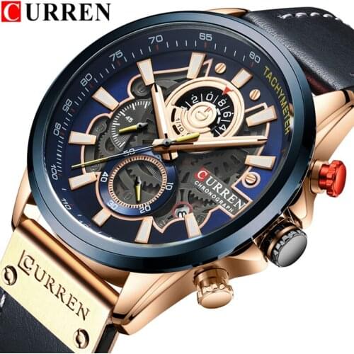 2020 CURREN Top Brand Men Watches Fashion Sport Leather Watch Mens Luxury Date Waterproof Quartz Chronograph Relogio Masculino