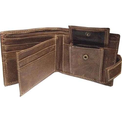 RFID Mens Real Leather Wallet With ID & Coin Pocket Gift Brown H-1212
