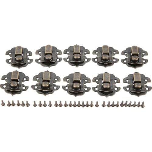 10Pcs Antique Iron Lock Jewelry Box Padlock Hasp Wooden Wine Gift Box Latch Clasps Handbag Buckle Hardware with Screws 30*30mm