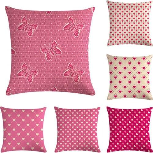 Love Heart Dot Geometric Print Pillow Cases Linen Sofa Car Cushion Cover Throw Pillowcase Decorative