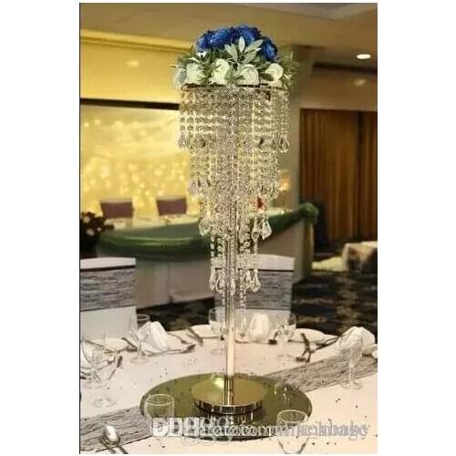 NEW H80cm Tall Crystal Wedding Centerpiece Table Chandelier Flower Stand Wedding Props tall flower stand for table 10pcs/lot
