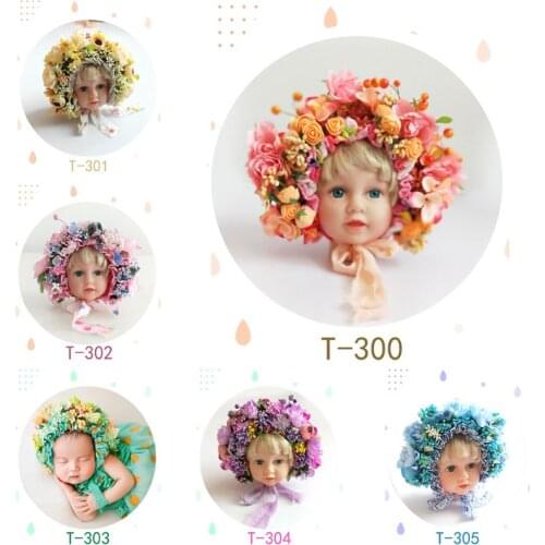 New Flowers Florals Hat Newborn Baby Studio Shooting Photo Props Handmade Colorful Bonnet Hat Photography Props