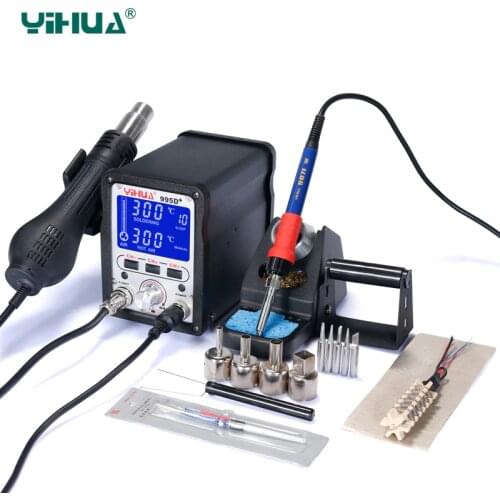 YIHUA 995D+ Soldering station 60W soldering iron 650W hot air gun bga rework station smd rework Electronic circuit repair tool