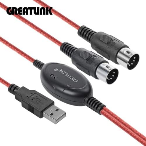 GREATLINK MIDI Cable to USB IN-OUT Converter, Professional MIDI Interface with Indicator Light, FTP Processing Chip, Metal Shell