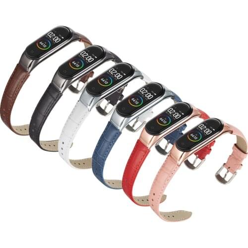 Wrist Strap For Xiaomi Mi Band 4 Strap Crocodile Leather Strap For Xiaomi Mi Band 3 Genuine Leather Band Frame For Miband 3/4