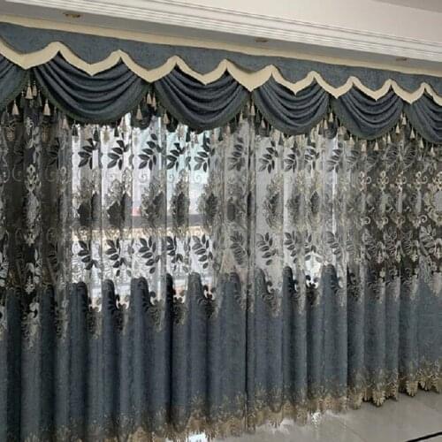 European-Style Gray Luxury And Elegant Decoration Living Room Curtains High Quality Voile Curtains For Bedroom Hotel