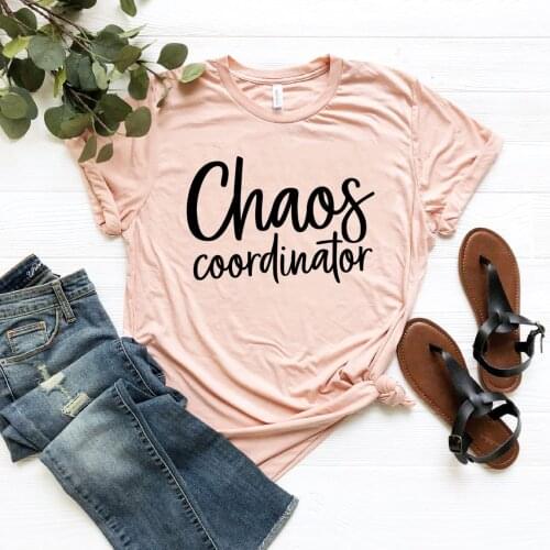 Chaos Coordinator Shirt Funny Xmas Wife T-shirt Christmas Gift Women Graphic Tee Teacher Nurse Shirts Plus Size