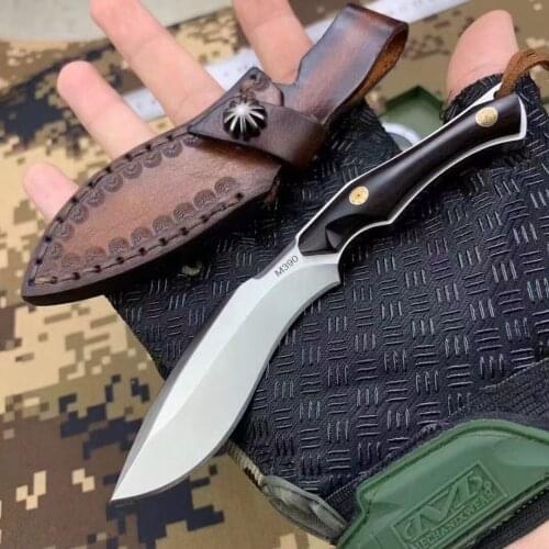 M390 fixed blade survival tactical Straight knife Ebony handle camping knives EDC tool