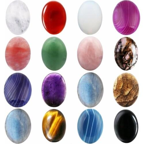 TUMBEELLUWA 1Lot (10Pc) Oval Crystal Stone Cabochon Flatback Semi-precious CAB for Jewelry Making