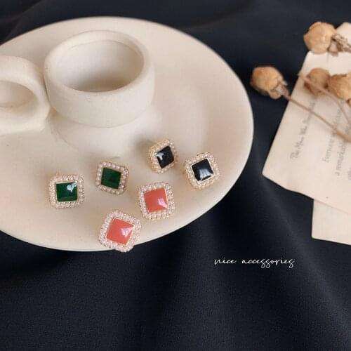 ​ZDMXJL 2021 New Arrival Fashion Womens Earrings Simple Geometry Square Pearl Earrings For Women Jewelry Gifts Drop-shipping
