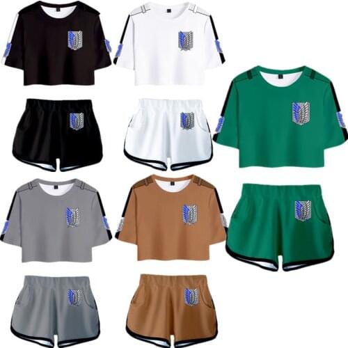 Shingeki No Kyojin Fashion Anime Cosplay Attack on Titan 3D Womens Sexy Short-sleeved Short-sleeved Summer Fresh Casual Wear