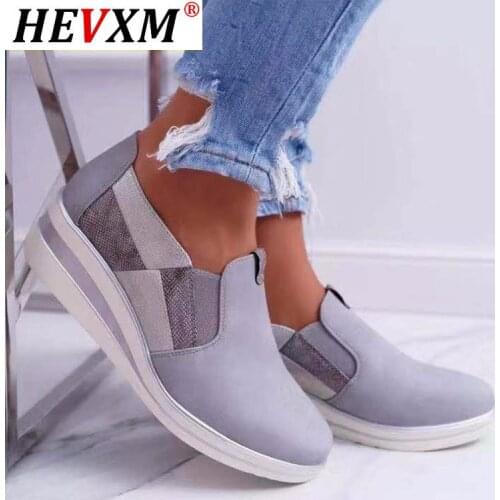 Woman Autumn Flat Platform PU Slip On Casual Shoes Woman Elastic Band Thick Bottom Vulcanized Shoes Female Mixed Color Fashion