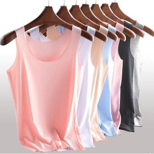Women Crop Tops Summer Casual Vest White Black Solid Color Tank Tops Streetwear Tops Ice Silk Seamless Women Tops Y2k Tops