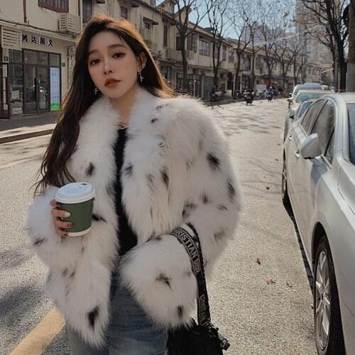 Womens winter new fox fur imitation coat young short loose leopard print fashion fur coat
