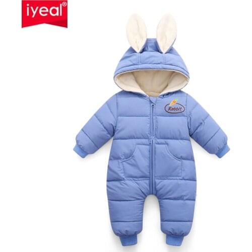 IYEAL Winter Baby Clothes Plus Velvet Newborn Infant Boys Girls Warm Overalls Thick Jumpsuit Hooded Outfits Snowsuit Kids Romper