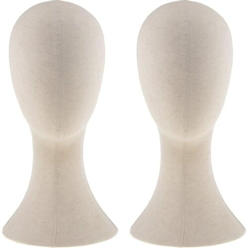 2PCS 22inches Cork Canvas Block Head Mannequin Head Wig Display Styling Head with Mount Hole