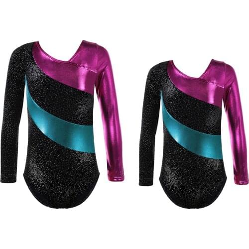 2Pcs Girls Long Sleeve Gymnastic Leotard Ballet Bodysuit Costume Sportswear
