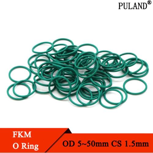 20pcs CS1.5mm OD 10~50mm Green FKM Fluorine Rubber O Ring Sealing Gasket Insulation Oil High Temperature Resistance Green